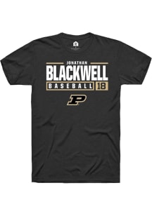 Jonathan Blackwell  Purdue Boilermakers Black Rally NIL Stacked Box Short Sleeve T Shirt