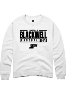 Jonathan Blackwell  Rally Purdue Boilermakers Mens White NIL Stacked Box Long Sleeve Crew Sweats..