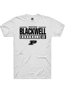 Jonathan Blackwell  Purdue Boilermakers White Rally NIL Stacked Box Short Sleeve T Shirt
