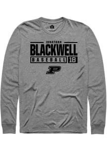 Jonathan Blackwell  Purdue Boilermakers Grey Rally NIL Stacked Box Long Sleeve T Shirt