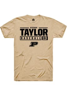 Keenan Taylor  Purdue Boilermakers Gold Rally NIL Stacked Box Short Sleeve T Shirt