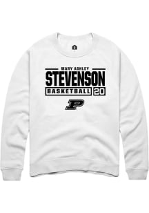 Mary Ashley Stevenson  Rally Purdue Boilermakers Mens White NIL Stacked Box Long Sleeve Crew Swe..