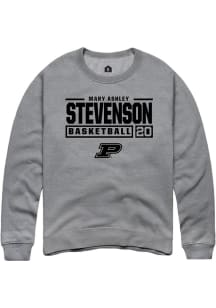 Mary Ashley Stevenson  Rally Purdue Boilermakers Mens Graphite NIL Stacked Box Long Sleeve Crew ..