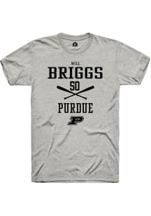 Will Briggs  Purdue Boilermakers Grey Rally NIL Sport Icon Short Sleeve T Shirt