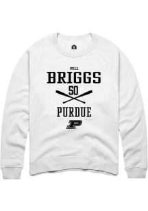 Will Briggs  Rally Purdue Boilermakers Mens White NIL Sport Icon Long Sleeve Crew Sweatshirt
