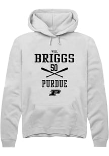 Will Briggs  Rally Purdue Boilermakers Mens White NIL Sport Icon Long Sleeve Hoodie