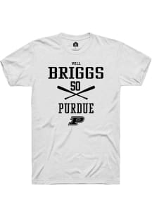 Will Briggs  Purdue Boilermakers White Rally NIL Sport Icon Short Sleeve T Shirt