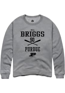 Will Briggs  Rally Purdue Boilermakers Mens Grey NIL Sport Icon Long Sleeve Crew Sweatshirt