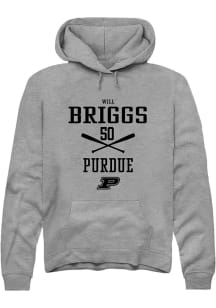 Will Briggs  Rally Purdue Boilermakers Mens Grey NIL Sport Icon Long Sleeve Hoodie