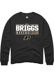 Will Briggs  Rally Purdue Boilermakers Mens Black NIL Stacked Box Long Sleeve Crew Sweatshirt