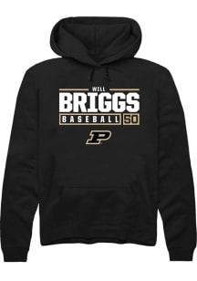 Will Briggs  Rally Purdue Boilermakers Mens Black NIL Stacked Box Long Sleeve Hoodie