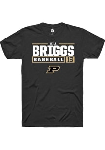 Will Briggs  Purdue Boilermakers Black Rally NIL Stacked Box Short Sleeve T Shirt