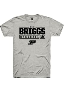 Will Briggs  Purdue Boilermakers Grey Rally NIL Stacked Box Short Sleeve T Shirt