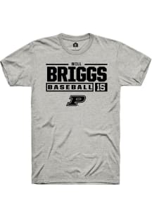 Will Briggs Ash Purdue Boilermakers NIL Stacked Box Short Sleeve T Shirt