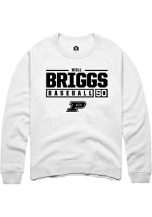 Will Briggs  Rally Purdue Boilermakers Mens White NIL Stacked Box Long Sleeve Crew Sweatshirt