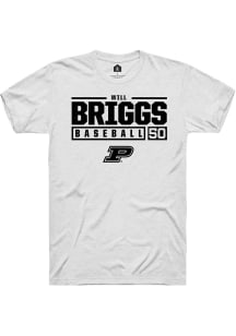 Will Briggs  Purdue Boilermakers White Rally NIL Stacked Box Short Sleeve T Shirt