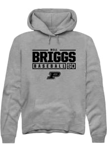 Will Briggs  Rally Purdue Boilermakers Mens Grey NIL Stacked Box Long Sleeve Hoodie