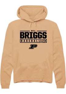 Will Briggs  Rally Purdue Boilermakers Mens Gold NIL Stacked Box Long Sleeve Hoodie