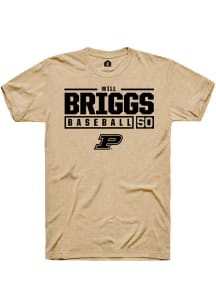 Will Briggs  Purdue Boilermakers Gold Rally NIL Stacked Box Short Sleeve T Shirt