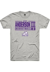Avery Anderson III  TCU Horned Frogs Ash Rally NIL Stacked Box Short Sleeve T Shirt