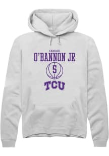 Charles O’Bannon Jr  Rally TCU Horned Frogs Mens White NIL Sport Icon Long Sleeve Hoodie