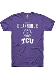 Charles O’Bannon Jr  TCU Horned Frogs Purple Rally NIL Sport Icon Short Sleeve T Shirt