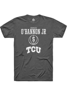Charles O’Bannon Jr  TCU Horned Frogs Dark Grey Rally NIL Sport Icon Short Sleeve T Shirt