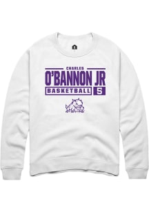 Charles O’Bannon Jr  Rally TCU Horned Frogs Mens White NIL Stacked Box Long Sleeve Crew Sweatshi..