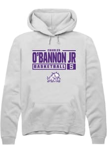 Charles O’Bannon Jr  Rally TCU Horned Frogs Mens White NIL Stacked Box Long Sleeve Hoodie