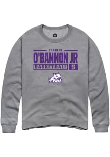 Charles O’Bannon Jr  Rally TCU Horned Frogs Mens Graphite NIL Stacked Box Long Sleeve Crew Sweat..