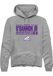 Charles O’Bannon Jr  Rally TCU Horned Frogs Mens Graphite NIL Stacked Box Long Sleeve Hoodie