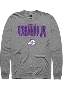 Charles O’Bannon Jr  TCU Horned Frogs Graphite Rally NIL Stacked Box Long Sleeve T Shirt