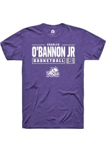 Charles O’Bannon Jr  TCU Horned Frogs Purple Rally NIL Stacked Box Short Sleeve T Shirt