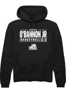Charles O’Bannon Jr  Rally TCU Horned Frogs Mens Black NIL Stacked Box Long Sleeve Hoodie