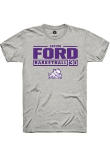 Darius Ford  TCU Horned Frogs Ash Rally NIL Stacked Box Short Sleeve T Shirt
