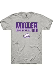 Emanuel Miller  TCU Horned Frogs Ash Rally NIL Stacked Box Short Sleeve T Shirt