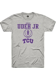 Ernest Udeh Jr  TCU Horned Frogs Ash Rally NIL Sport Icon Short Sleeve T Shirt