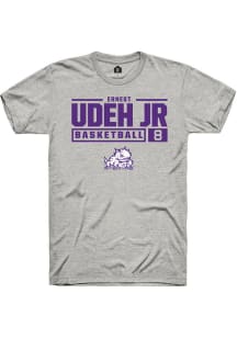 Ernest Udeh Jr  TCU Horned Frogs Ash Rally NIL Stacked Box Short Sleeve T Shirt