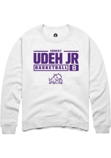 Ernest Udeh Jr  Rally TCU Horned Frogs Mens White NIL Stacked Box Long Sleeve Crew Sweatshirt