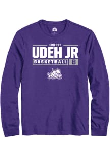 Ernest Udeh Jr  TCU Horned Frogs Purple Rally NIL Stacked Box Long Sleeve T Shirt
