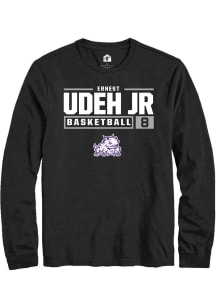 Ernest Udeh Jr  TCU Horned Frogs Black Rally NIL Stacked Box Long Sleeve T Shirt