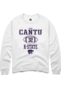 Evan Cantu  Rally K-State Wildcats Mens White NIL Sport Icon Long Sleeve Crew Sweatshirt