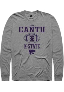 Evan Cantu  K-State Wildcats Graphite Rally NIL Sport Icon Long Sleeve T Shirt