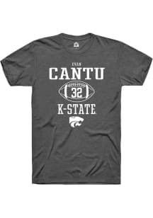 Evan Cantu  K-State Wildcats Dark Grey Rally NIL Sport Icon Short Sleeve T Shirt