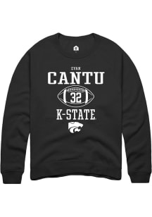 Evan Cantu  Rally K-State Wildcats Mens Black NIL Sport Icon Long Sleeve Crew Sweatshirt