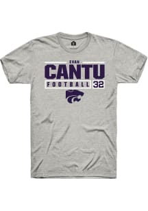 Evan Cantu  K-State Wildcats Ash Rally NIL Stacked Box Short Sleeve T Shirt