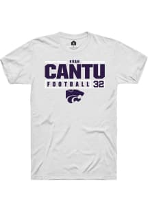 Evan Cantu  K-State Wildcats White Rally NIL Stacked Box Short Sleeve T Shirt