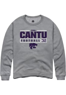 Evan Cantu  Rally K-State Wildcats Mens Graphite NIL Stacked Box Long Sleeve Crew Sweatshirt