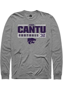 Evan Cantu  K-State Wildcats Graphite Rally NIL Stacked Box Long Sleeve T Shirt