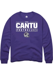 Evan Cantu  Rally K-State Wildcats Mens Purple NIL Stacked Box Long Sleeve Crew Sweatshirt